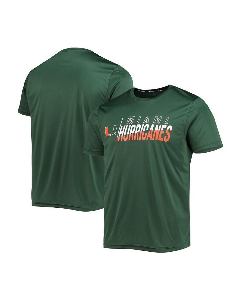 Men's Green Miami Hurricanes Slash Stack T-shirt $20.29 T-Shirts