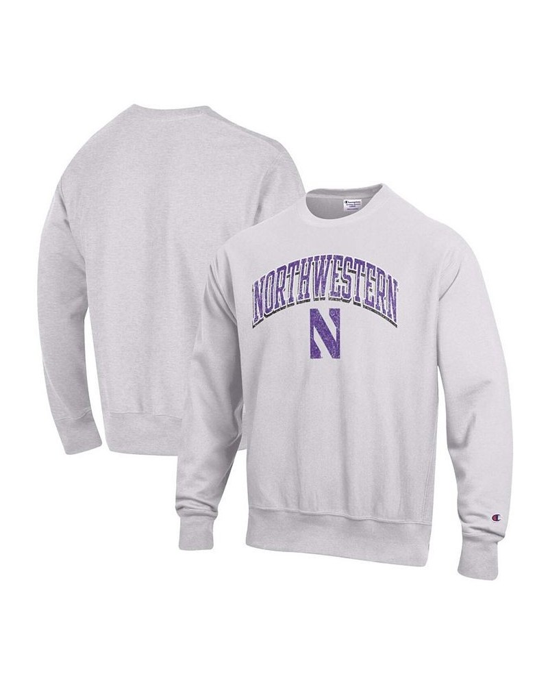 Men's Gray Northwestern Wildcats Arch Over Logo Reverse Weave Pullover Sweatshirt $35.70 Sweatshirt