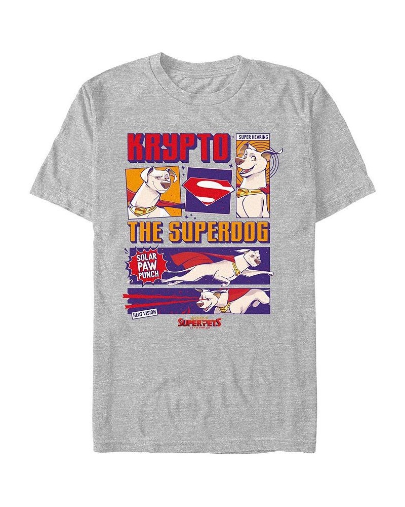 Men's Super Pets Krypto Comic Short Sleeve T-shirt Gray $14.35 T-Shirts