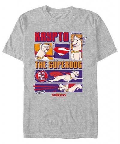 Men's Super Pets Krypto Comic Short Sleeve T-shirt Gray $14.35 T-Shirts